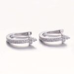 *Gorgeous White Gold Moissanite Round Cut Huggie Earrings - Image 4