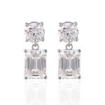 Captivating VVS Moissanite Emerald&Round Cut Drop Earrings