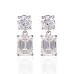 *Captivating VVS Moissanite Emerald and Round Cut Drop Earrings