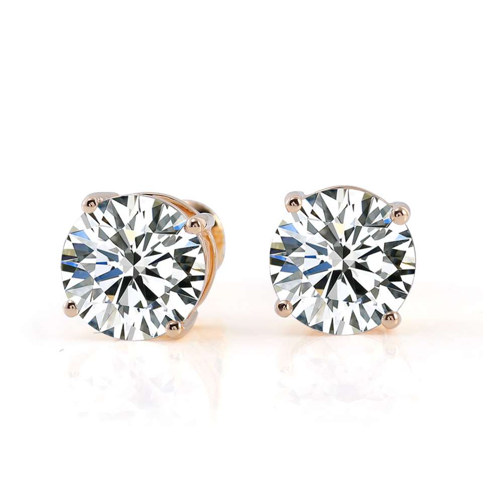 1-37 *Stunning four claw setting Moissanite Round Cut Stud Earrings - Image 1