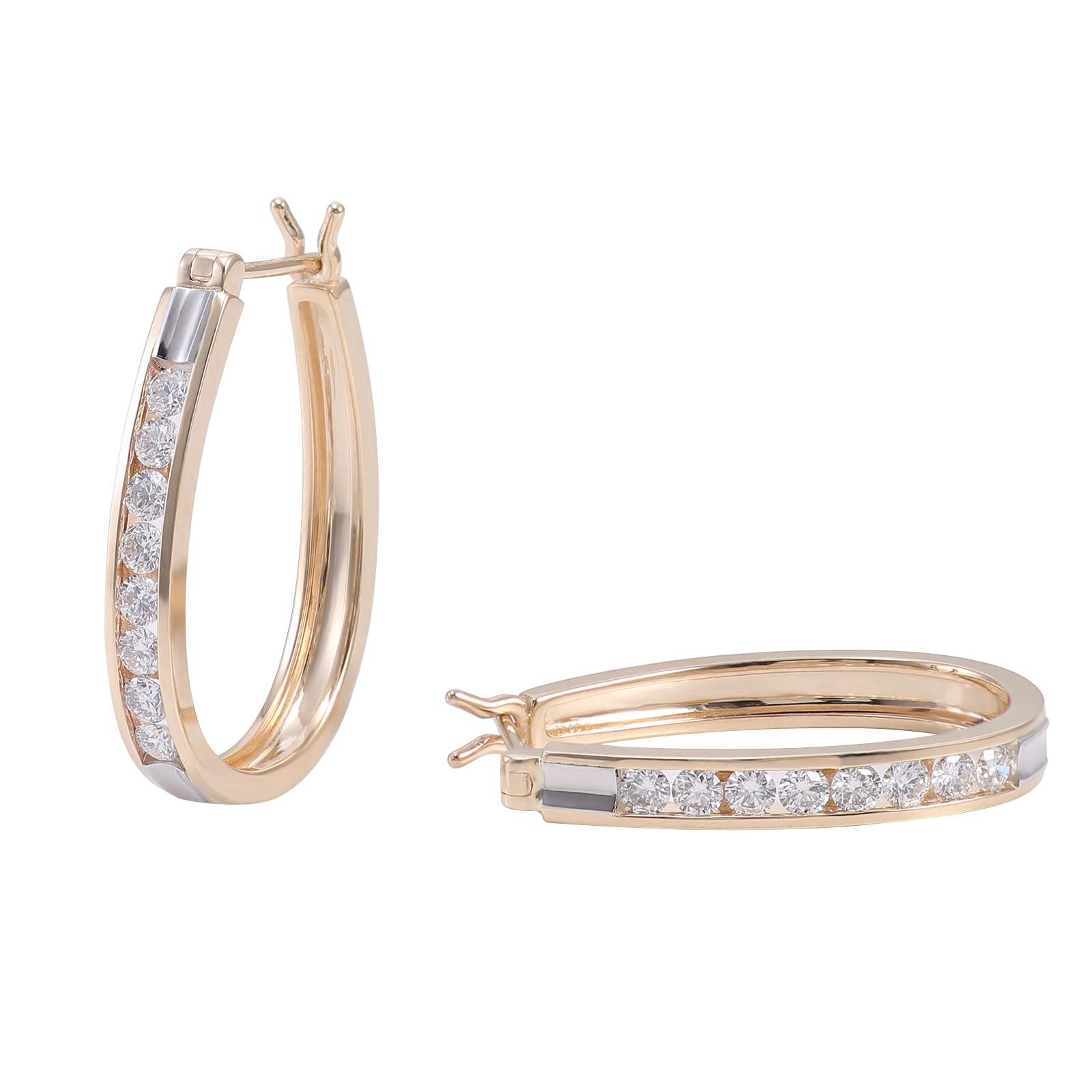 1-4 *Round Cut Moissanite Hoop Earrings - Image 1