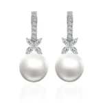 *Enchanting Moissanite and Pearls White Gold Earrings