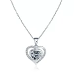 *Heart and Round Cut Moissanite Double Heart Halo Pendant (Pendant Only)