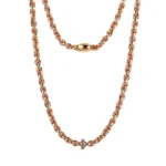 Cuba Link Luxe Necklace | 18K Yellow Gold Diamond Cuban Chain with Prism Barrel Pendant​