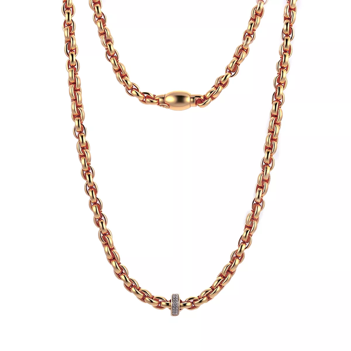 1-46-1 Cuba Link Luxe Necklace | 18K Yellow Gold Diamond Cuban Chain with Prism Barrel Pendant - Image 1