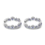 *Gorgeous White Gold Round Cut Blue Lab Gemstone Hoop Earrings