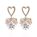 *Princess Cut Moissanite Drop Earrings Elegant Geometric Dangle Style