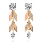 *Rose Gold Vine Convertible Drop Earrings with Moissanite Embellishments