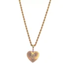 ​Bicolor Heart Pendant | 18K Yellow Gold & White Gold Pendant with Center Diamond (Pendant Only)​