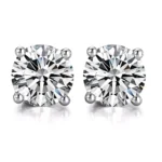 ​Solo Shine Stud Earrings | Lab Diamond Earrings in 18K White Gold(Earring backs not included)