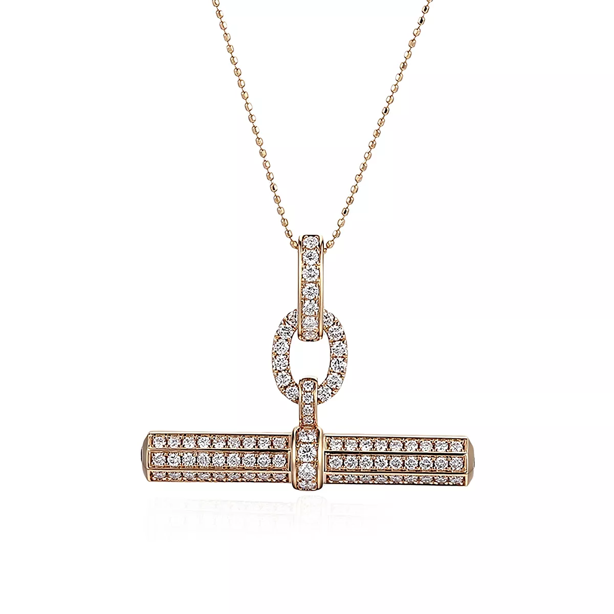 1-53 *Round Cut Moissanite Bar Pendant Necklace Geometric T-Shape Charm (Pendant Only) - Image 1