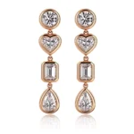 *Multi Shape Bezel Set Moissanite Linear Drop Earrings