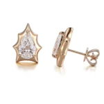 Edgy Pear Cut Moissanite Geometric Starburst Stud Earrings - Image 2