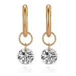 Oval Glow Drop Earrings | Oval-Cut Lab Diamond in 18K Yellow Gold with Minimalist Circle Design