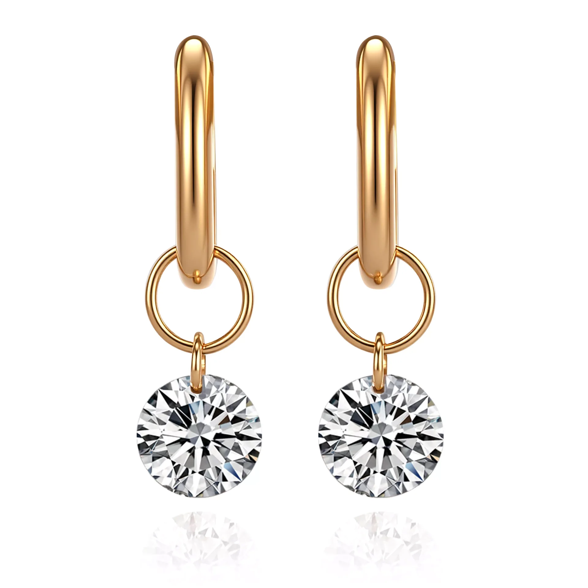 1-55-scaled-1 Oval Glow Drop Earrings | Oval-Cut Lab Diamond in 18K Yellow Gold with Minimalist Circle Design - Image 1