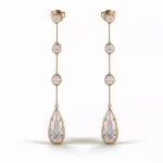 Linear Pear and Round Moissanite Drop Earrings with Bezel Accents