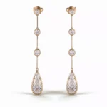 *Linear Pear and Round Moissanite Drop Earrings with Bezel Accents