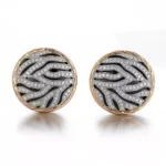 Zebra Contrast Studs | 18K Yellow Gold Stud Earrings with Diamond Accents