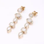 *Modern Multi-Shape Bezel Set Moissanite Linear Drop Earrings - Image 2