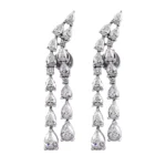 *Glamorous Pear Cut Moissanite Double Strand Waterfall Earrings