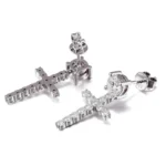 *Sparkling Round Cut Moissanite Cross Earrings - Image 2