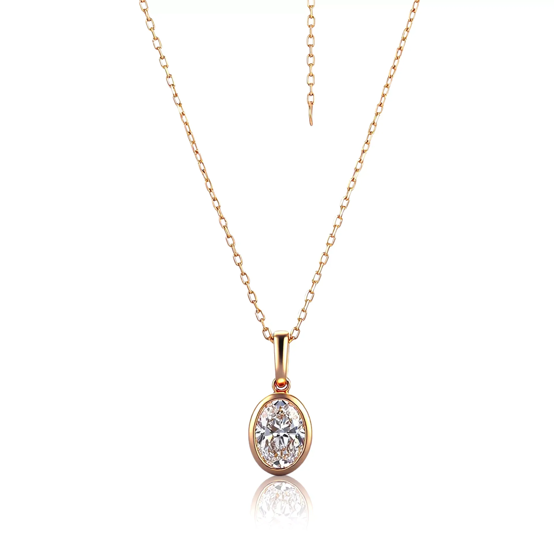1-6-scaled-2 Oval Diamond Pendant | Bezel-Set Oval Lab Diamond in 18K Yellow Gold(pendant only) - Image 1