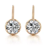 Round Cut Moissanite Earring Classic Six Prong Drop Style