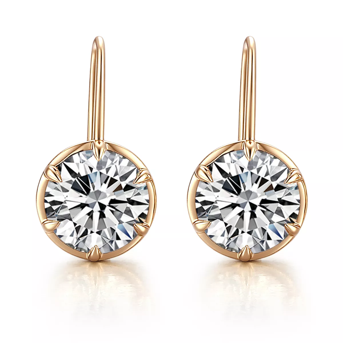 1-61 Round Cut Moissanite Earring Classic Six Prong Drop Style - Image 1