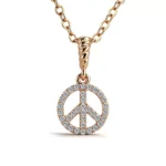 Round Cut Moissanite Peace Symbol Pendant Only Necklace Charm(pendant only)