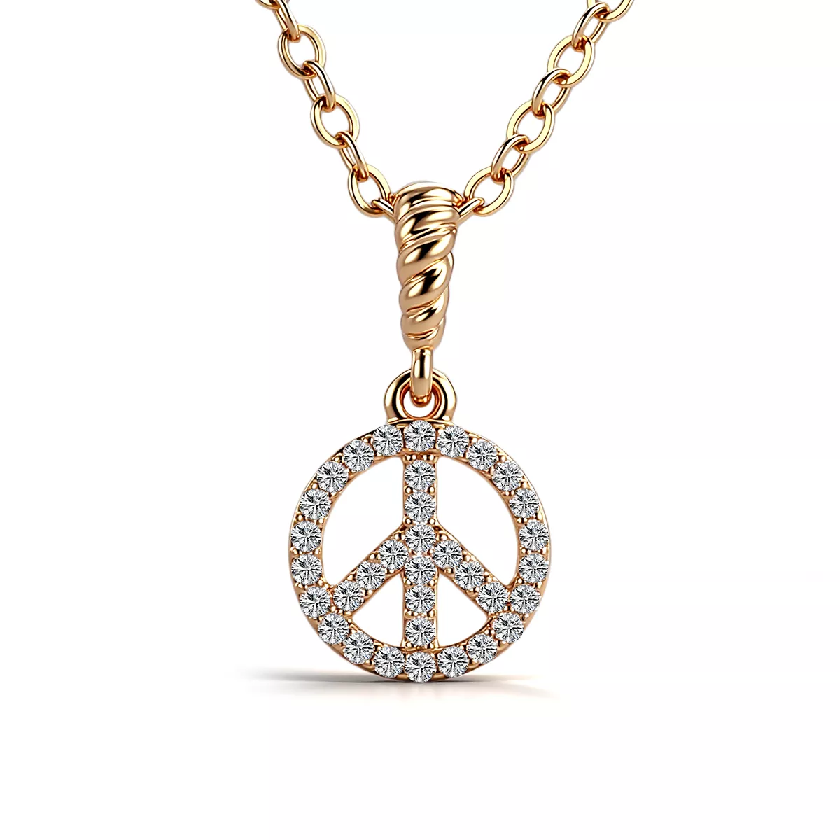 1-62-1 Round Cut Moissanite Peace Symbol Pendant Only Necklace Charm(pendant only) - Image 1