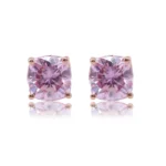 Classic Cushion Cut Pink Lab Gemstone Solitaire Stud Earrings