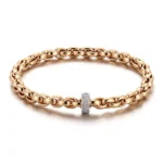 Diamond Chain Bracelet | 18K Yellow Gold Beaded Chain with Round-Cut Diamond Clasp