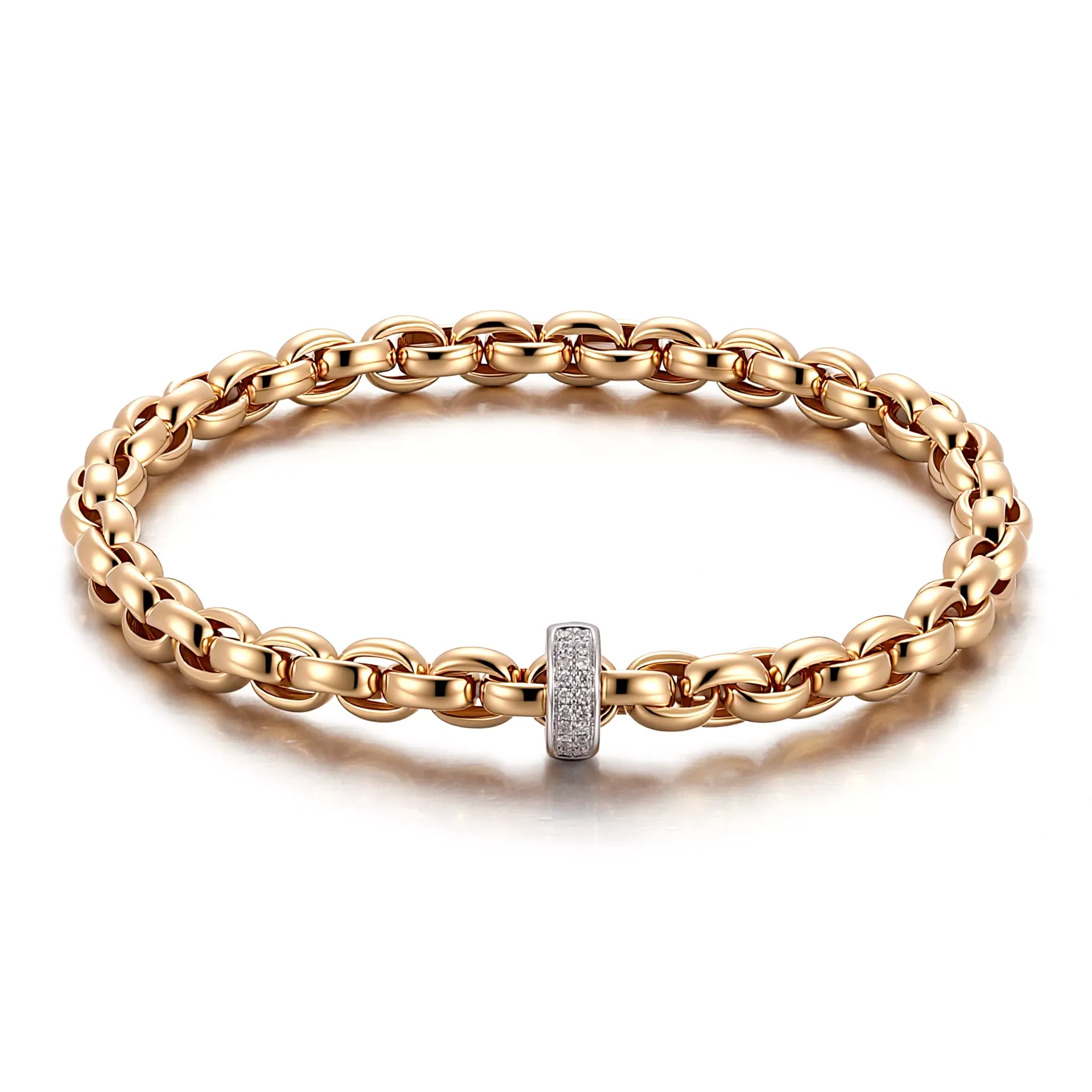 1-63-scaled-1 Diamond Chain Bracelet | 18K Yellow Gold Beaded Chain with Round-Cut Diamond Clasp - Image 1