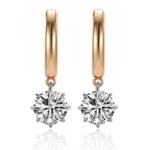*Round Cut Solitaire Dangle Huggie Hoop Earrings