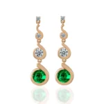 *Round Emerald and Moissanite Graduated Swirl Drop Earrings