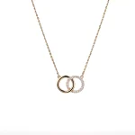 Round Cut Moissanite Pendant Necklace Interlocking Circle Charm Only（pendant only）