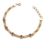 Diamond and Sapphire Bracelet | 18K Yellow Gold with Sapphires & Adjustable Clasp​