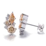 *6MM Round & Marquise Champagne Moissanite Cluster Earrings