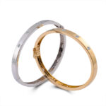 *3mm moissanite Flat bangle Minimalist Bracelet Gold and silver available