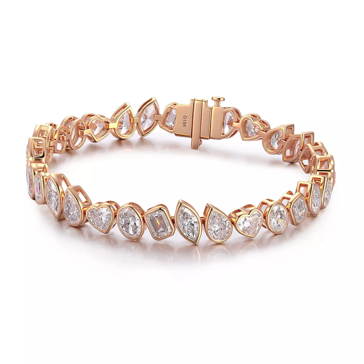 1-70 *Mix-Shaped Moissanite Tennis Bracelet Fancy Cut Geometric Style - Image 1