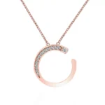 *Round Cut Pendant Necklace Initial C Charm (Pendant Only)