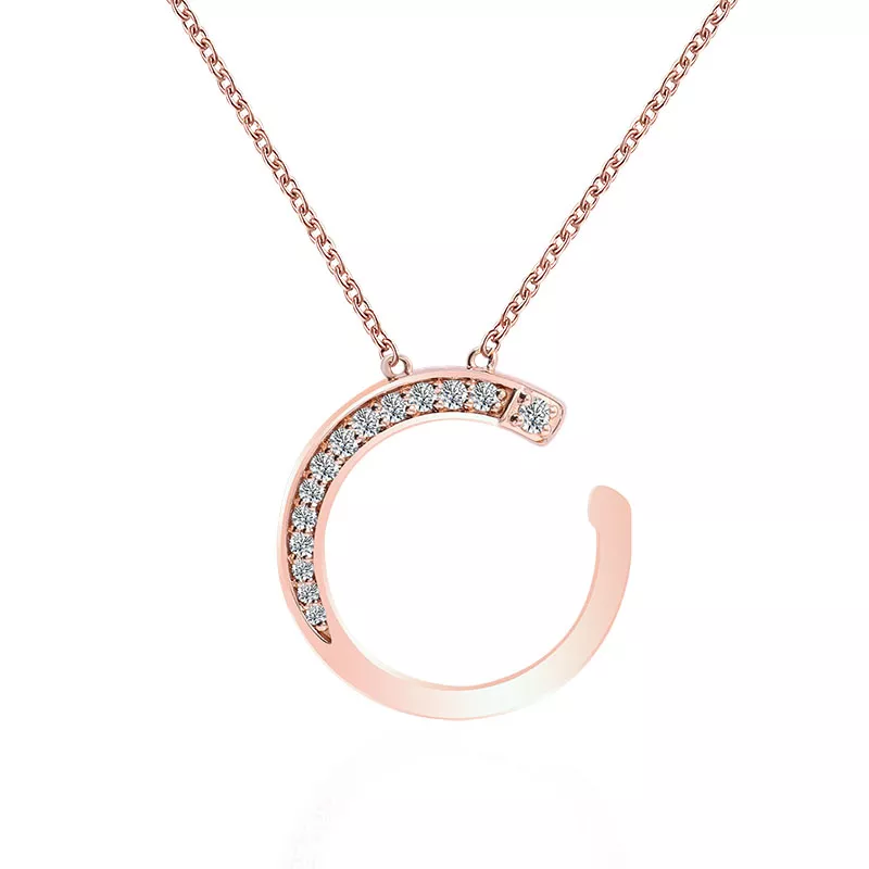 1-73 *Round Cut Pendant Necklace Initial C Charm (Pendant Only) - Image 1
