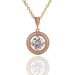 Round Cut Moissanite Pendant Necklace Floating Halo (Pendant Only)