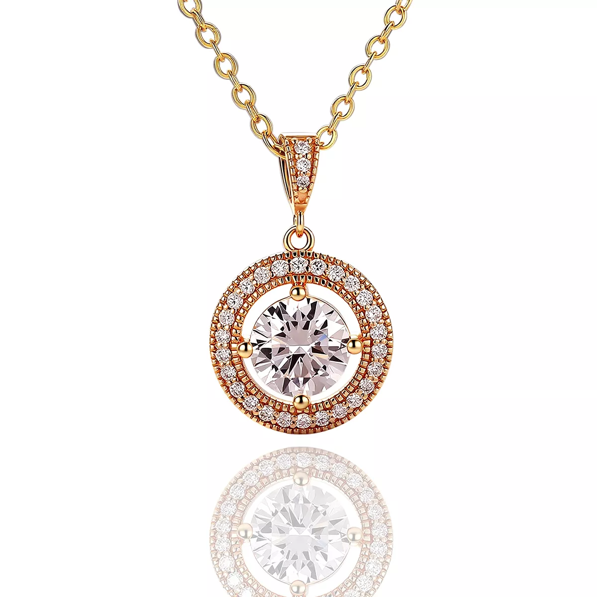1-75 Round Cut Moissanite Pendant Necklace Floating Halo (Pendant Only) - Image 1