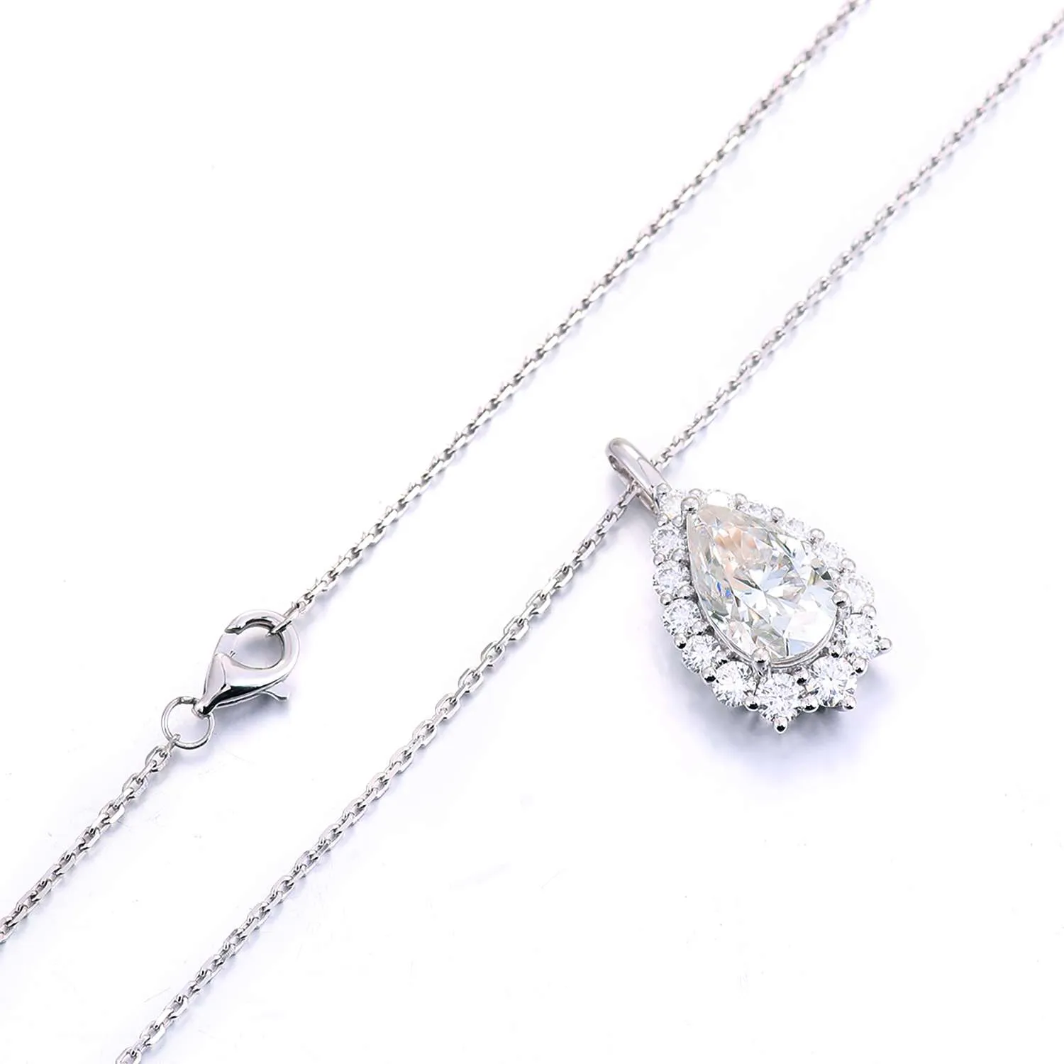 1-8-3 *3CT Moissanite Pear Cut Pendant Necklace - Image 1
