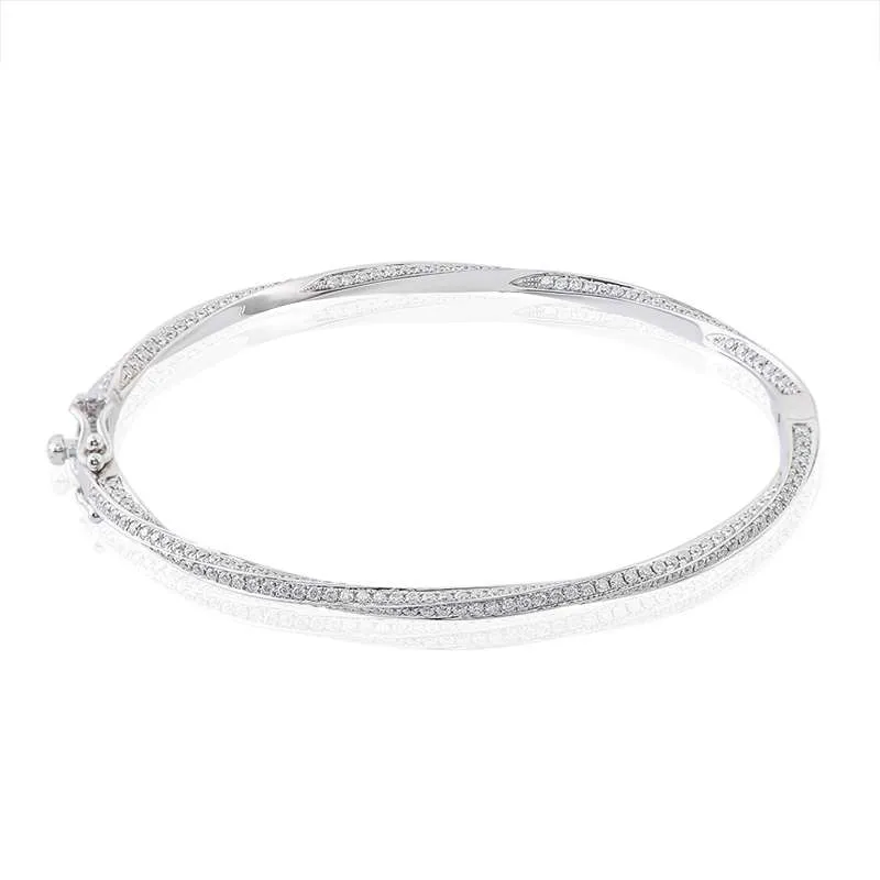 1-8-6 *Spiral Pave moissanite Bangle - Image 1