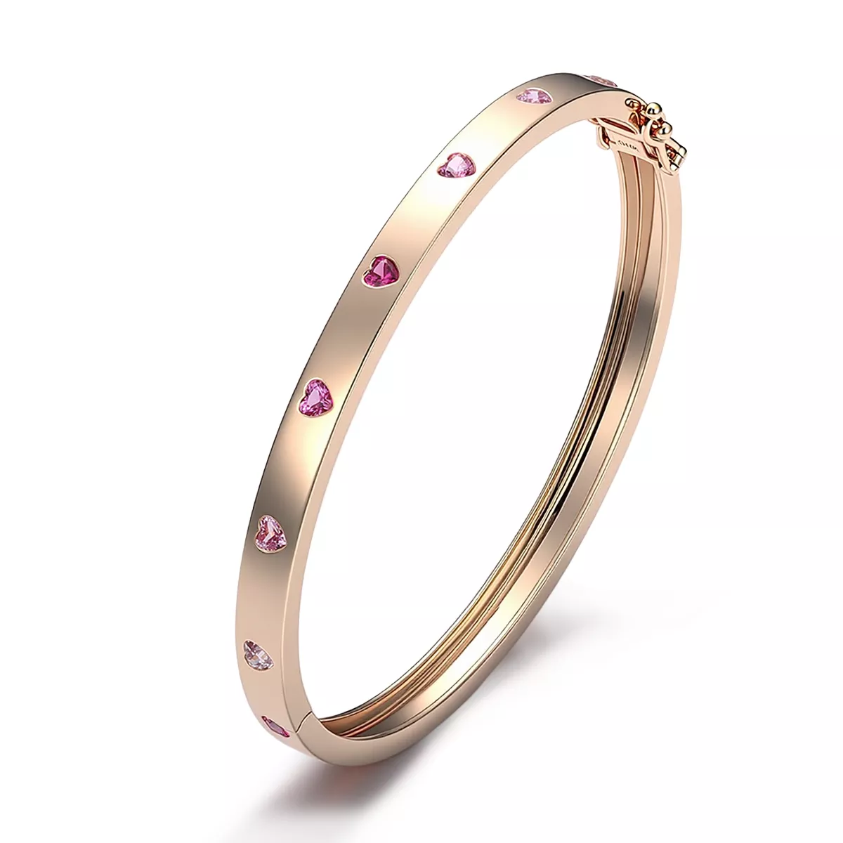 1-83 *Heart Cut Lab Gemstone Bangle Bracelet Modern Station Style - Image 1