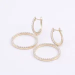 Round Cut Moissanite Drop Earrings Linear Graduated Dangle Style