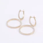Round Cut Moissanite Drop Earrings Linear Graduated Dangle Style