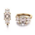 Asscher Cut Lab Diamond Hoop Earrings Geometric Trilogy Design